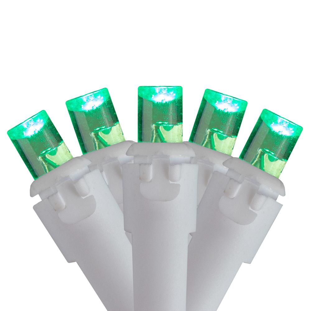 Set of 70 Green LED Wide Angle Icicle Christmas Lights - 6ft White Wire. Picture 2