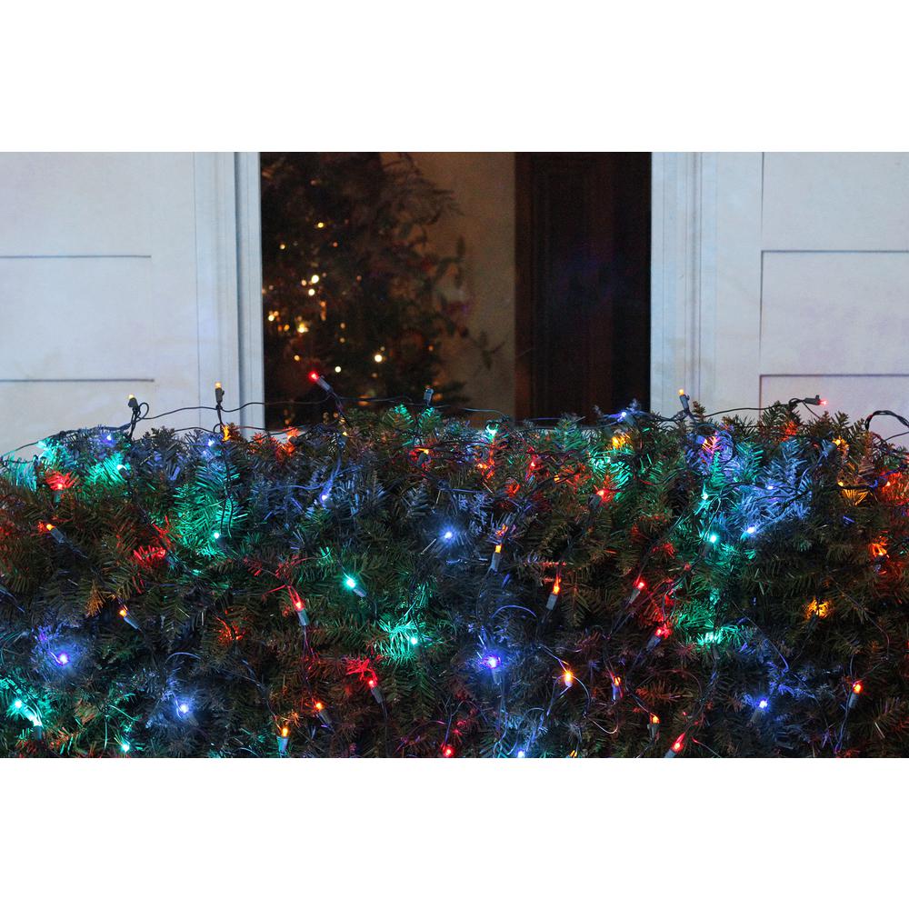 4' x 6' Multi-Color LED Wide Angle Net Style Christmas Lights - Green Wire. Picture 3