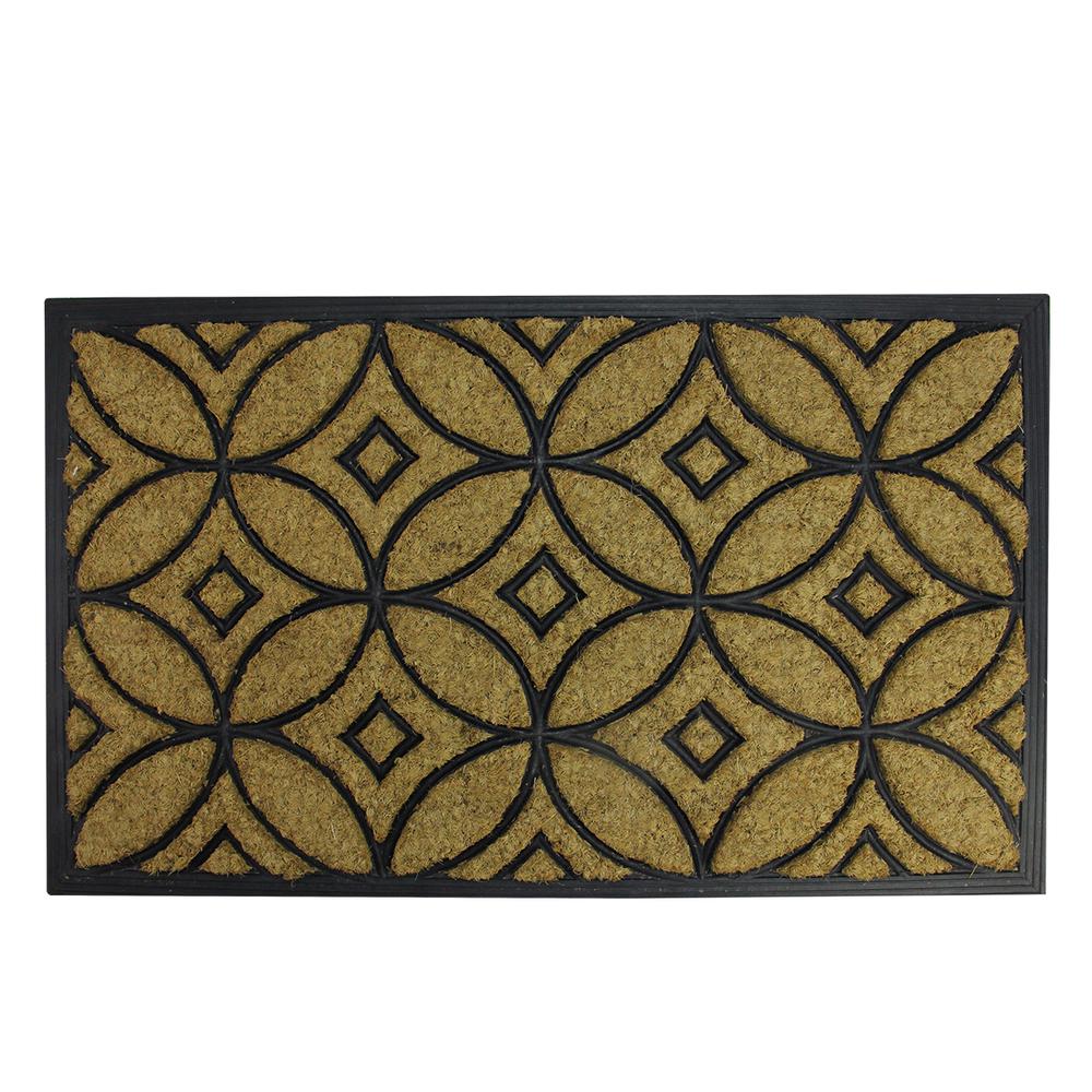 Brown and Black Geometric Doormat 30" x 18". Picture 1
