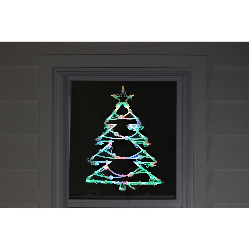 15.5" LED Lighted Christmas Tree Window Silhouette Decoration. Picture 3