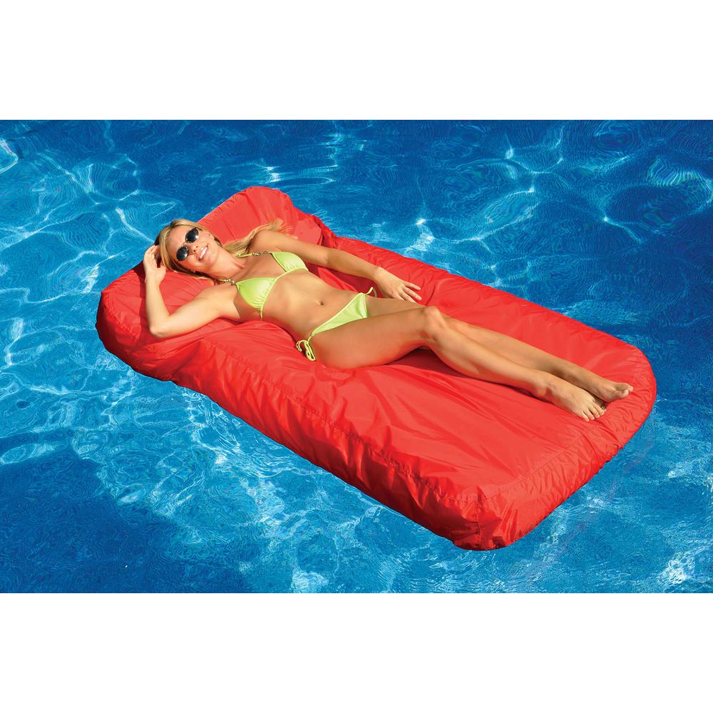 72-Inch Red Inflatable SunSoft Swimming Pool Mattress Lounger Float. Picture 2