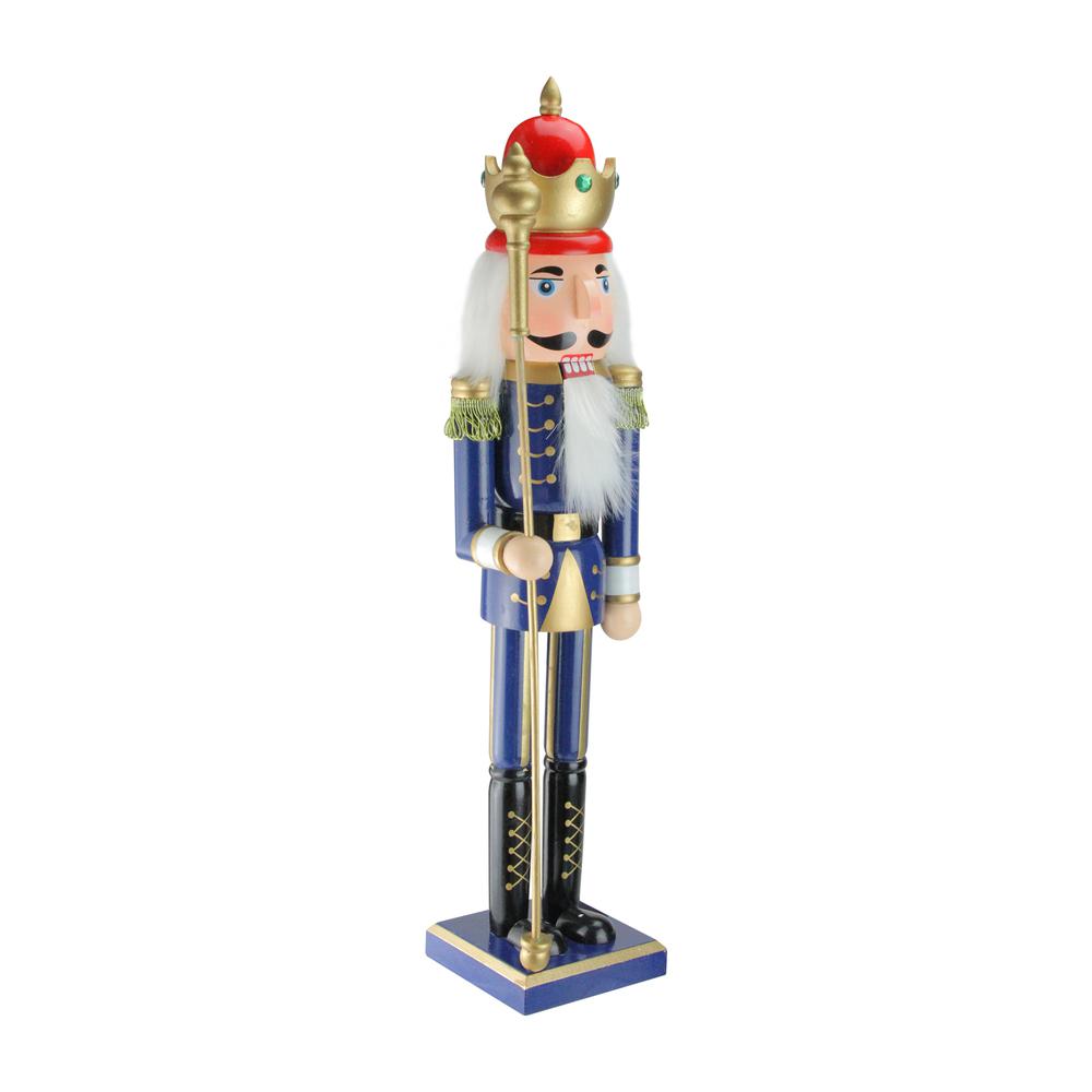 24" Blue and Gold Christmas Nutcracker King with Scepter. Picture 2