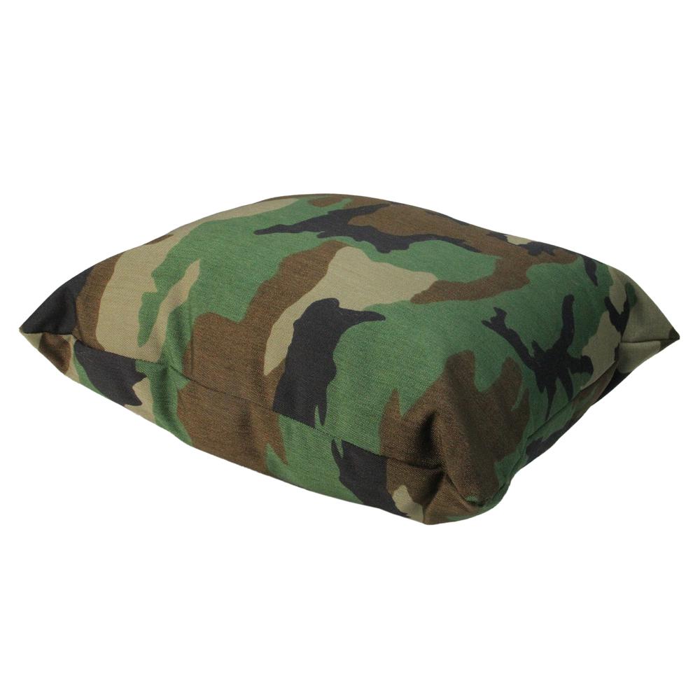 17" Green and Brown Camouflage Outdoor Patio Throw Pillow. Picture 2