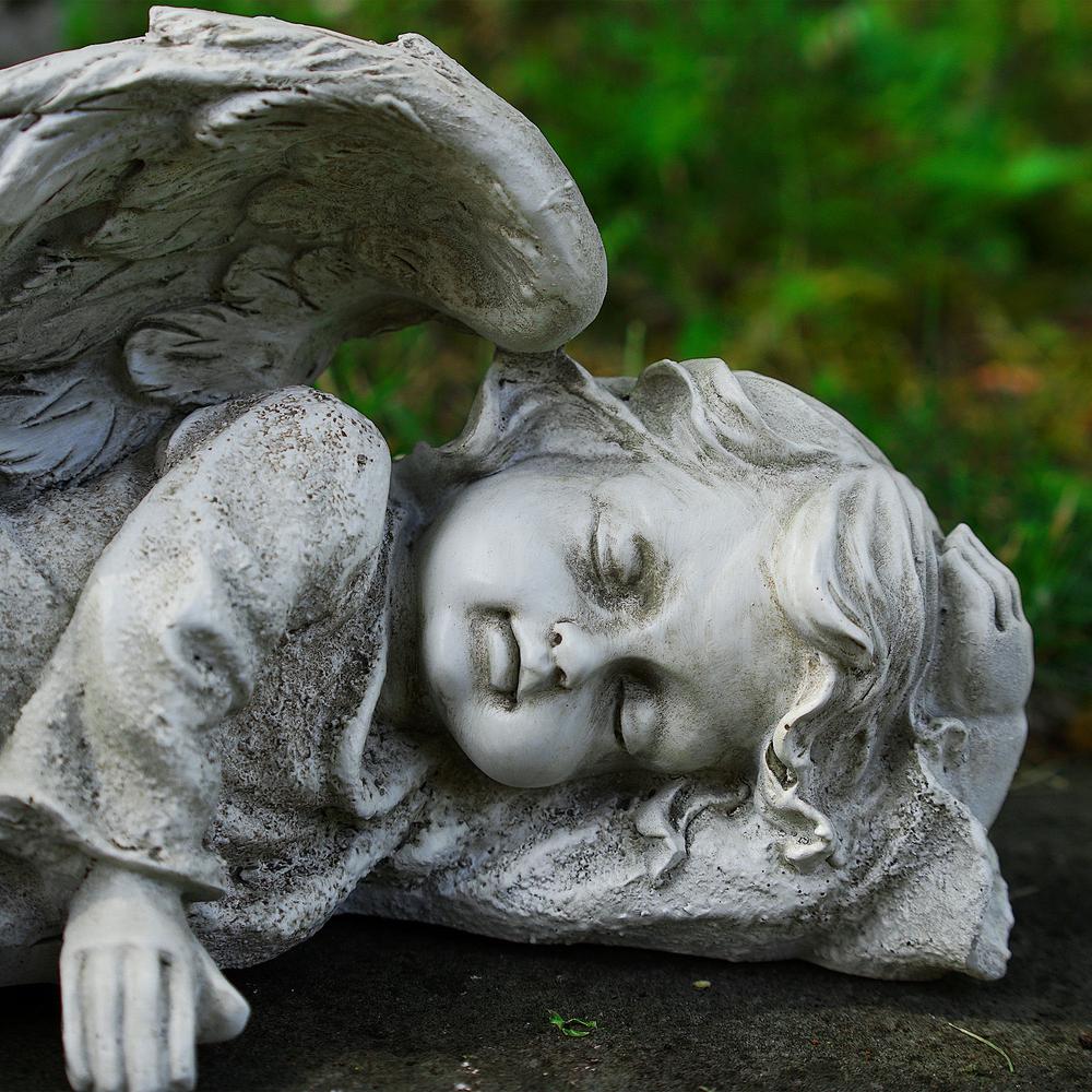 9.75" Heavenly Sleeping Cherub Angel Outdoor Garden Statue. Picture 3