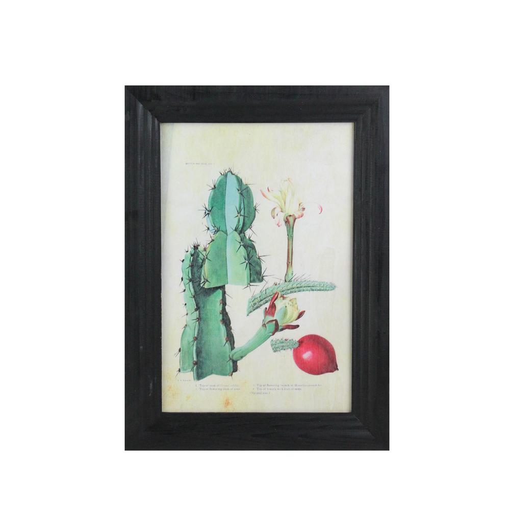 14" Green and Red Cactus Art with Photo Frame. Picture 1