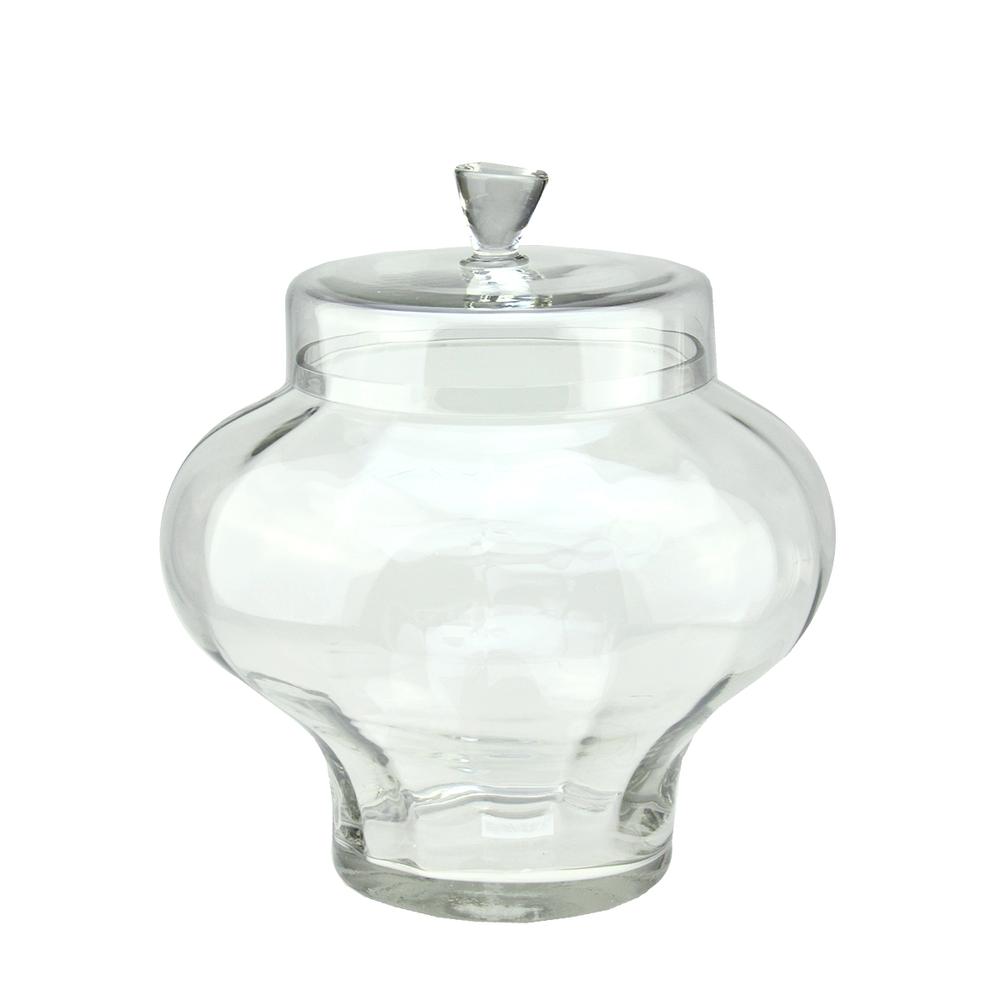 14.5" Clear Segmented Glass Container with Lid. Picture 1