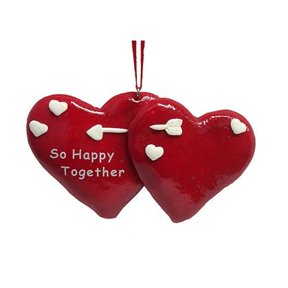 Pack of 24 Red and White "So Happy Together" Hearts Valentine's Day Ornaments. Picture 1