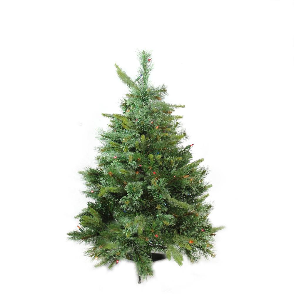 3' Pre-Lit Ashcroft Cashmere Pine Full Artificial Christmas Tree - Multi Dura Lights. Picture 1