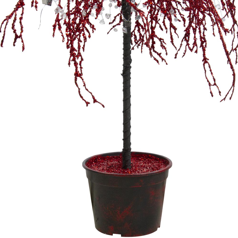 3.8' Red Crystallized Glitter Potted Artificial Christmas Tree - Unlit. Picture 2