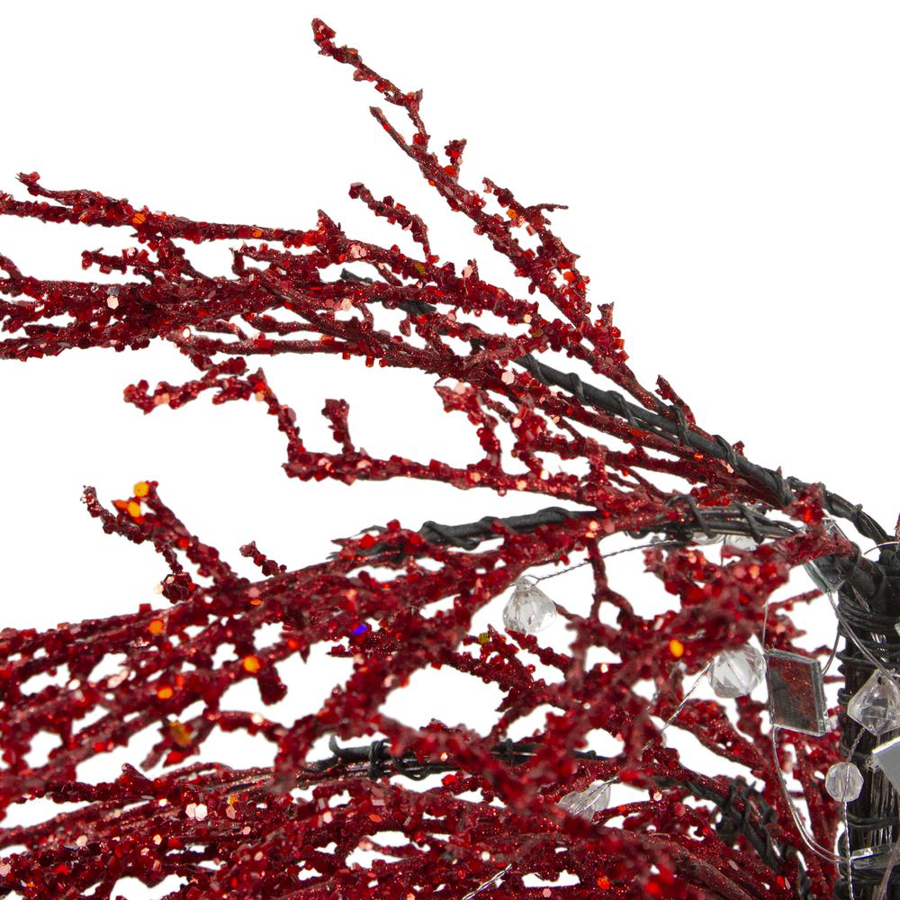 3.8' Red Crystallized Glitter Potted Artificial Christmas Tree - Unlit. Picture 3