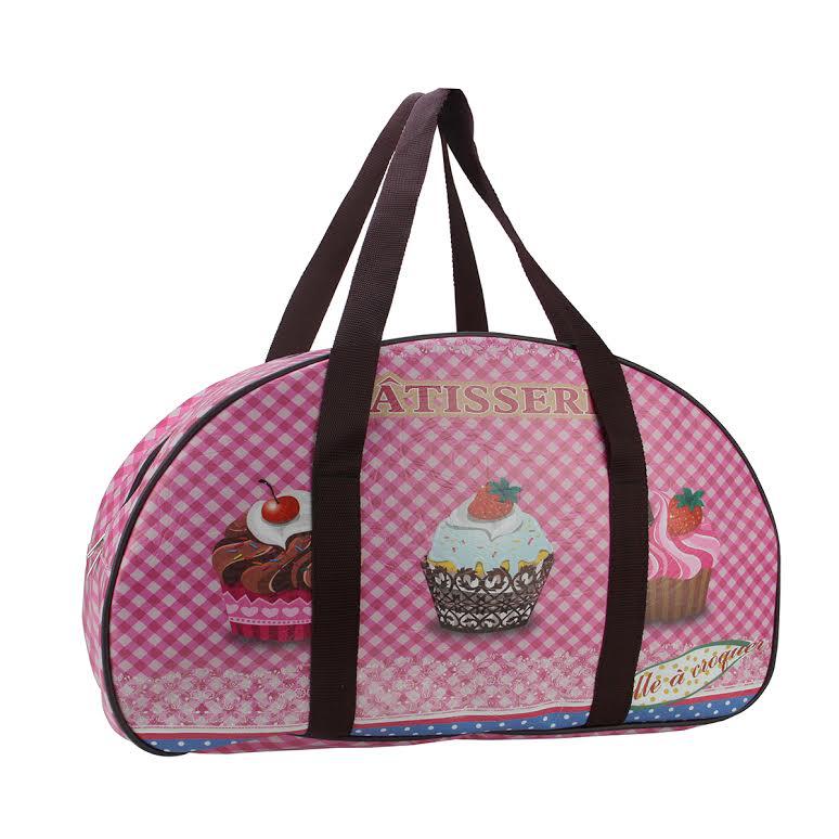 20" Decorative French-Style Patisserie and Cupcake Theme Travel Bag/Purse with Handles. Picture 1
