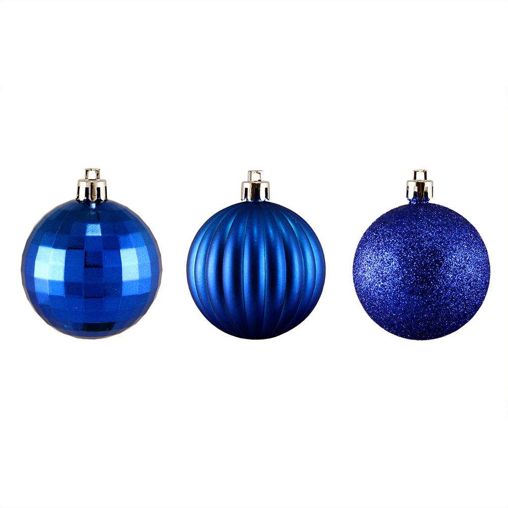 100ct Lavish Blue Shatterproof 3-Finish Christmas Ball Ornaments 2.5" (60mm). Picture 1