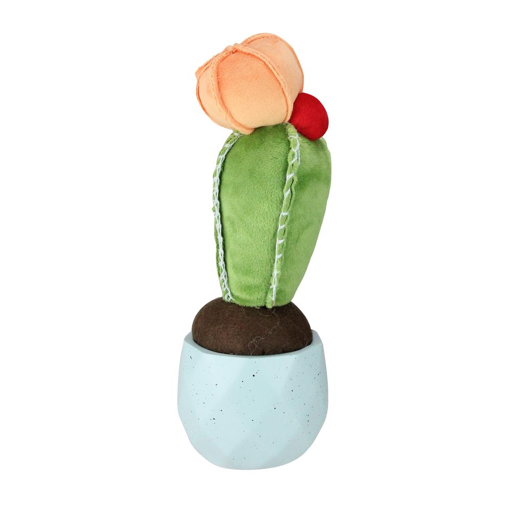 9.75" Artificial Flowering Cactus in Blue Pot Table Top Decoration. Picture 2