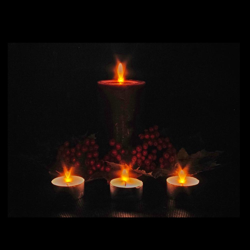 Red and Green LED Lighted Candles Christmas Canvas Wall Art 12" x 15.75". Picture 2