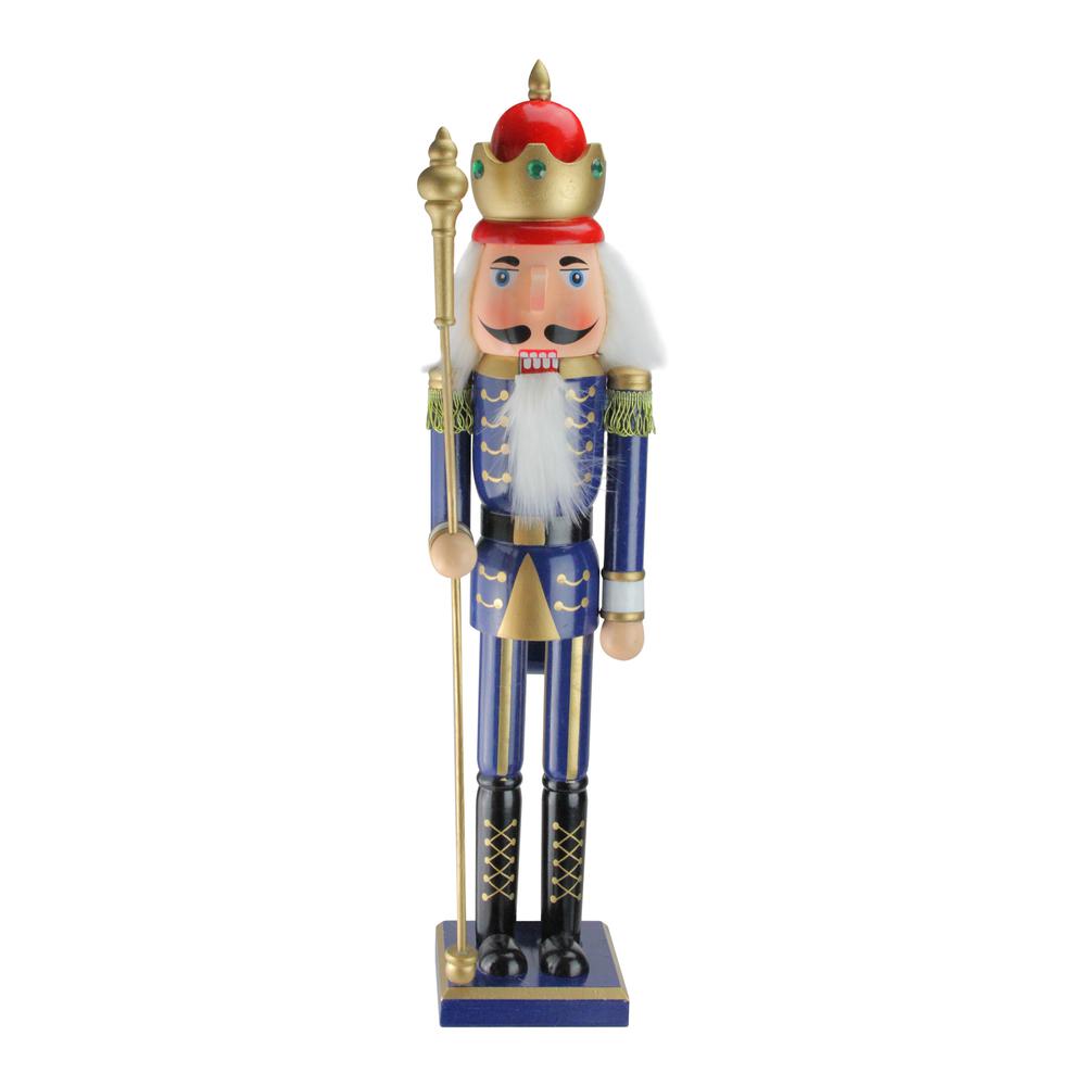 24" Blue and Gold Christmas Nutcracker King with Scepter. Picture 1