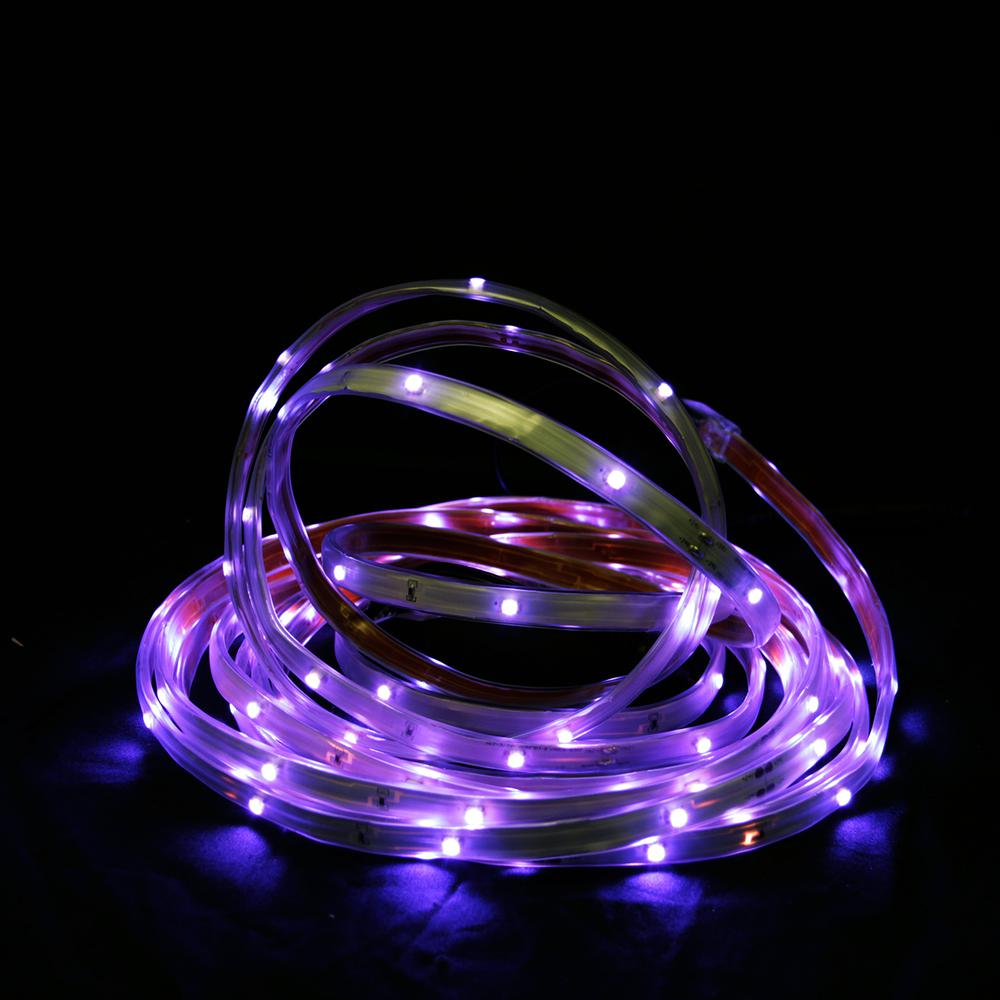 18' Purple LED Outdoor Christmas Linear Tape Lighting - White Finish. Picture 1