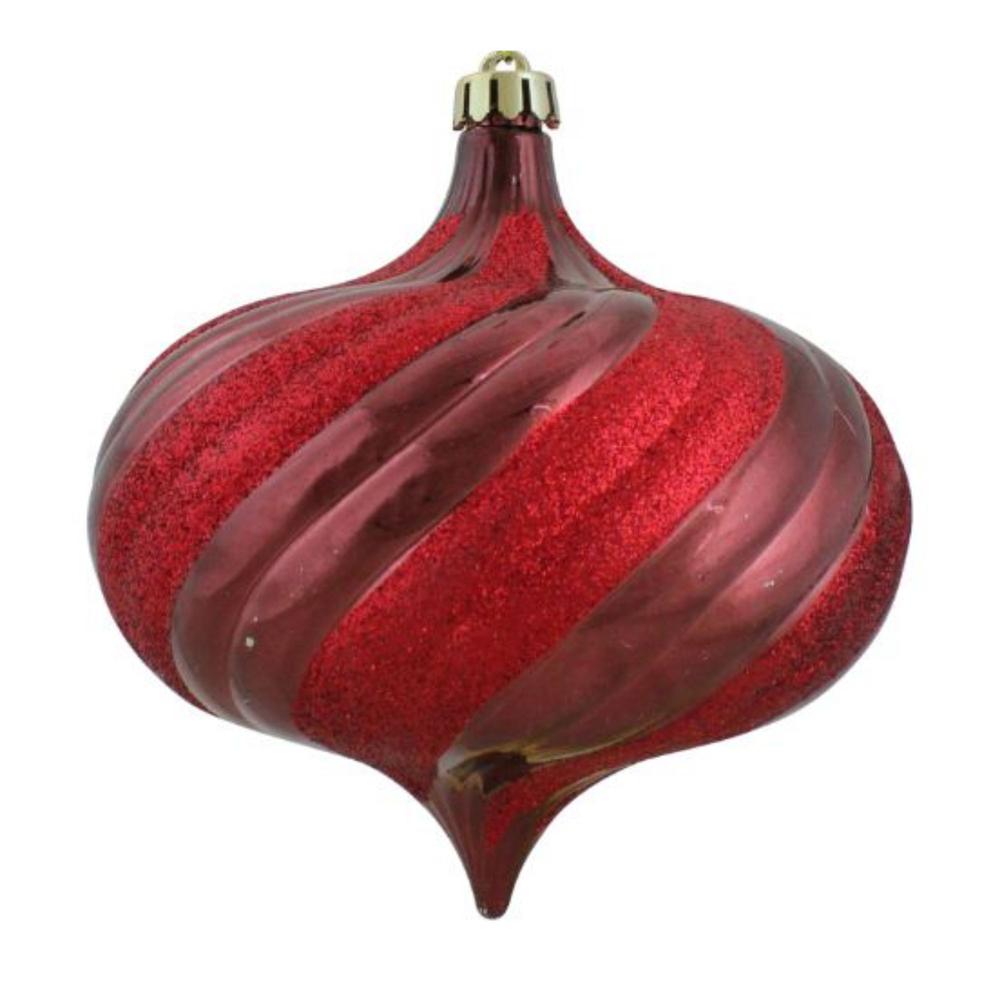 4ct Red and Brown Shatterproof Onion Drop Christmas Ornaments 5.75" (146mm). Picture 3