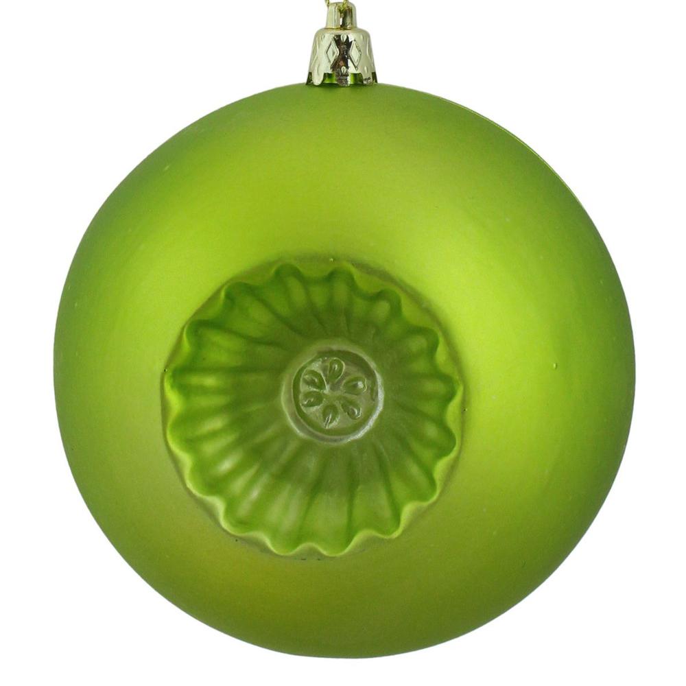 6ct Green Retro Reflector Matte Christmas Ball Ornaments 4" (100mm). Picture 3