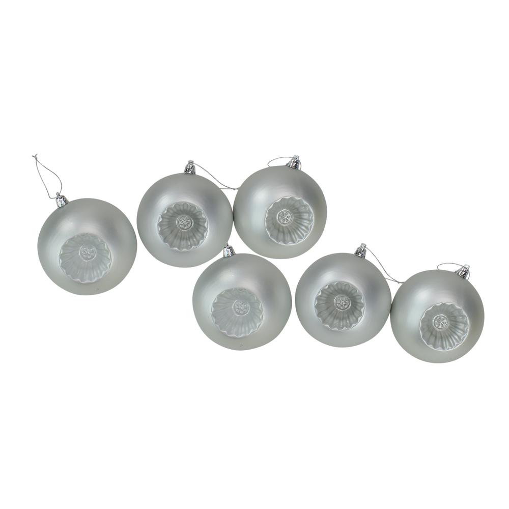 6ct Silver Shatterproof Matte Retro Reflector Christmas Ball Ornaments 4" (100mm). Picture 2