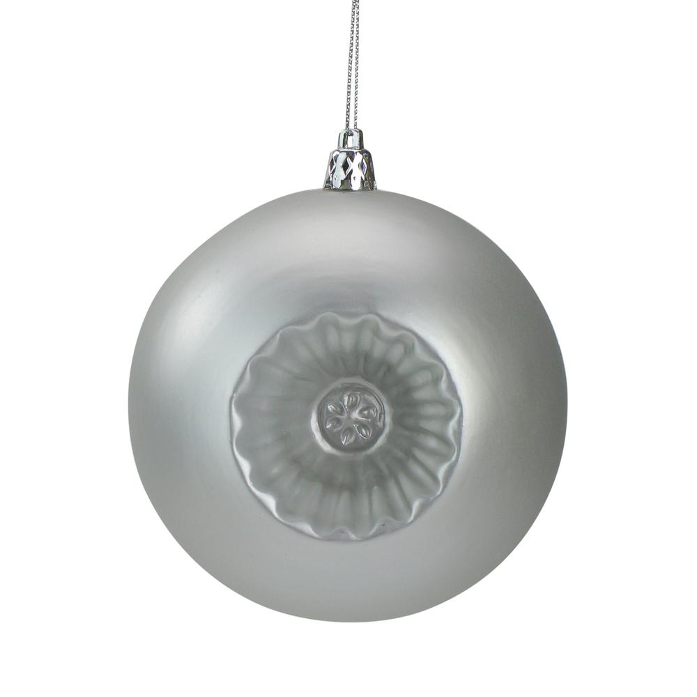6ct Silver Shatterproof Matte Retro Reflector Christmas Ball Ornaments 4" (100mm). The main picture.