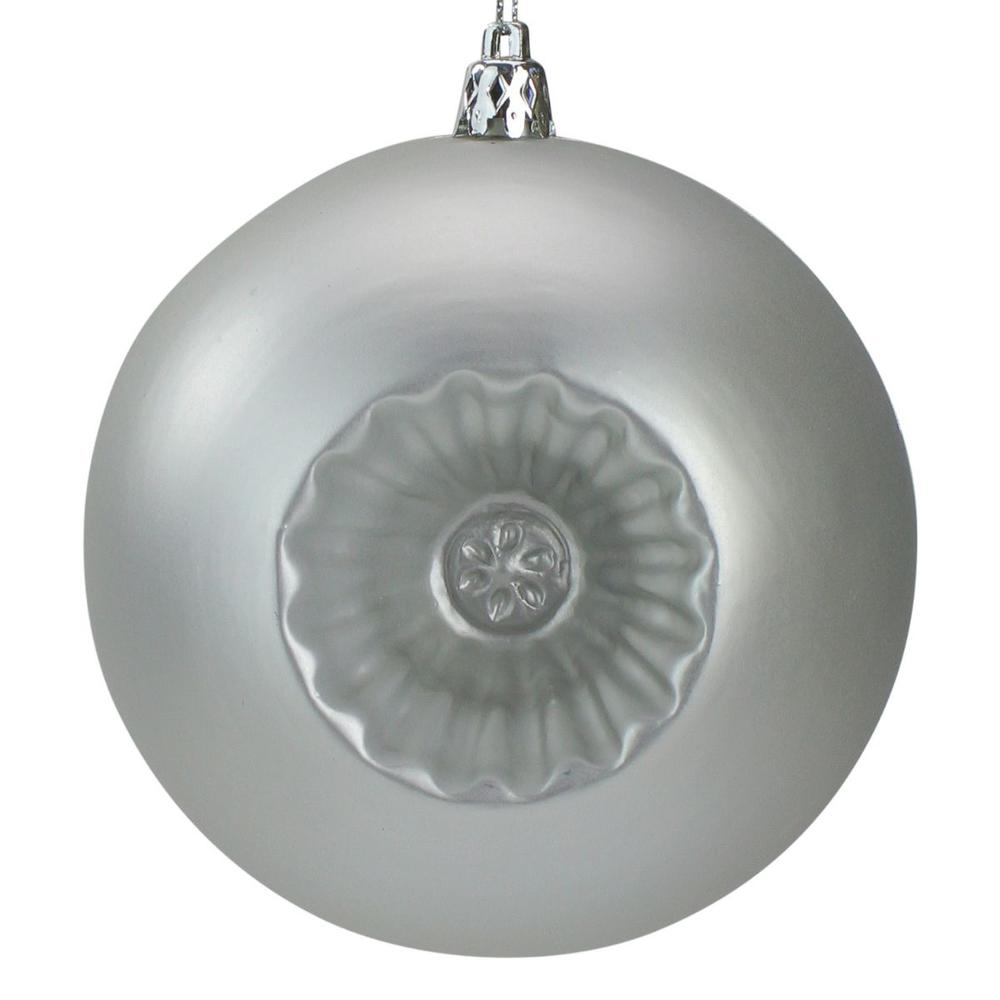 6ct Silver Shatterproof Matte Retro Reflector Christmas Ball Ornaments 4" (100mm). Picture 3