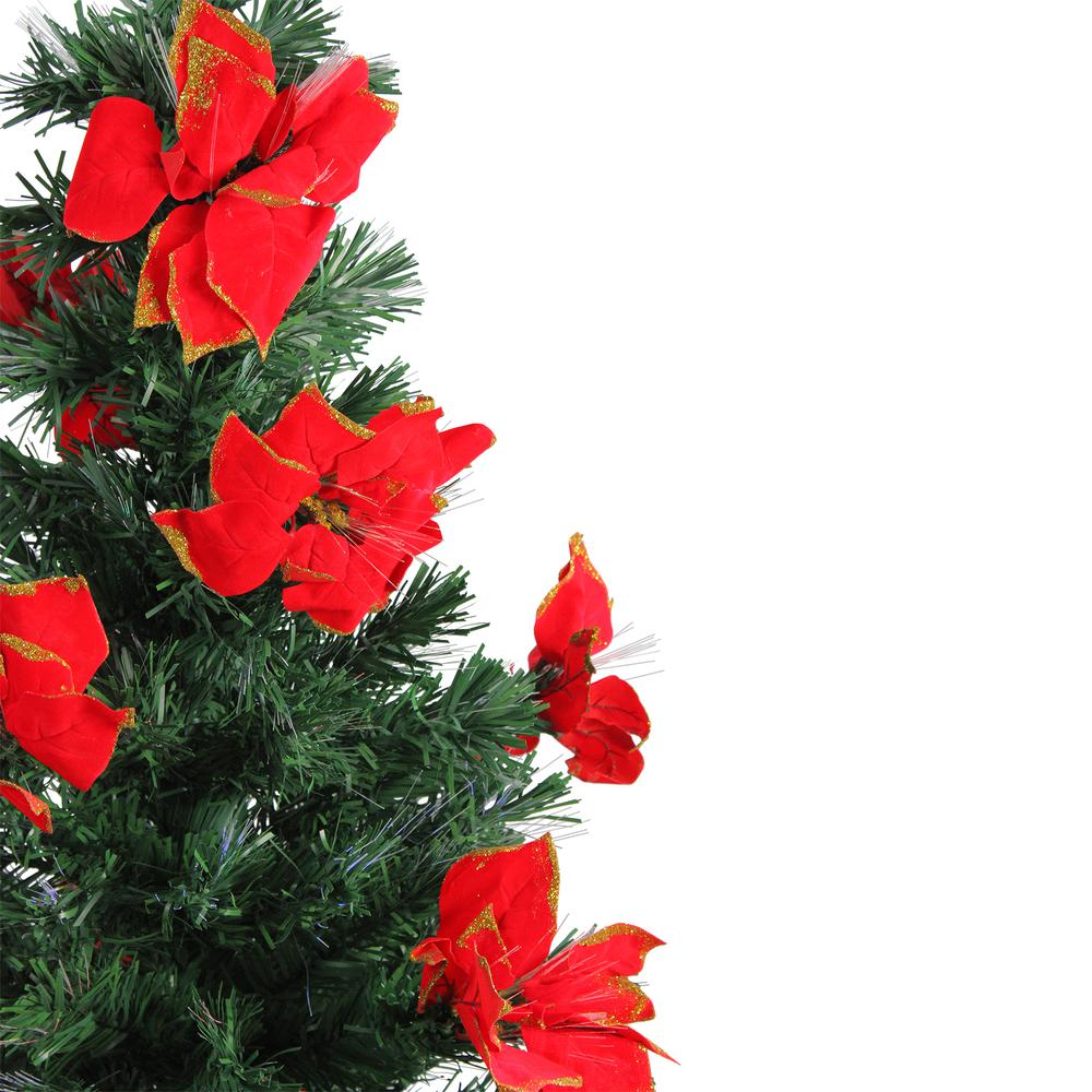 4' Pre-Lit Poinsettias Artificial Christmas Tree - Multicolor Lights. Picture 2