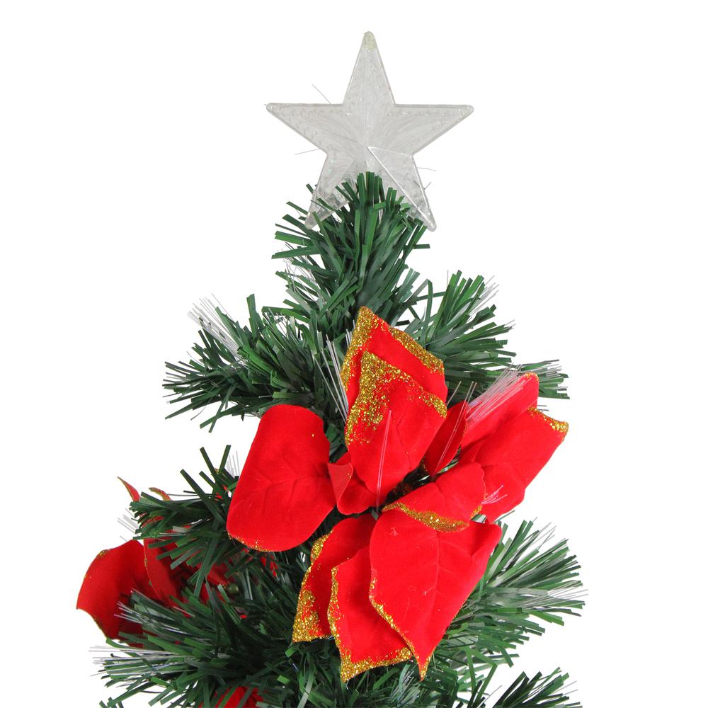 4' Pre-Lit Poinsettias Artificial Christmas Tree - Multicolor Lights. Picture 3