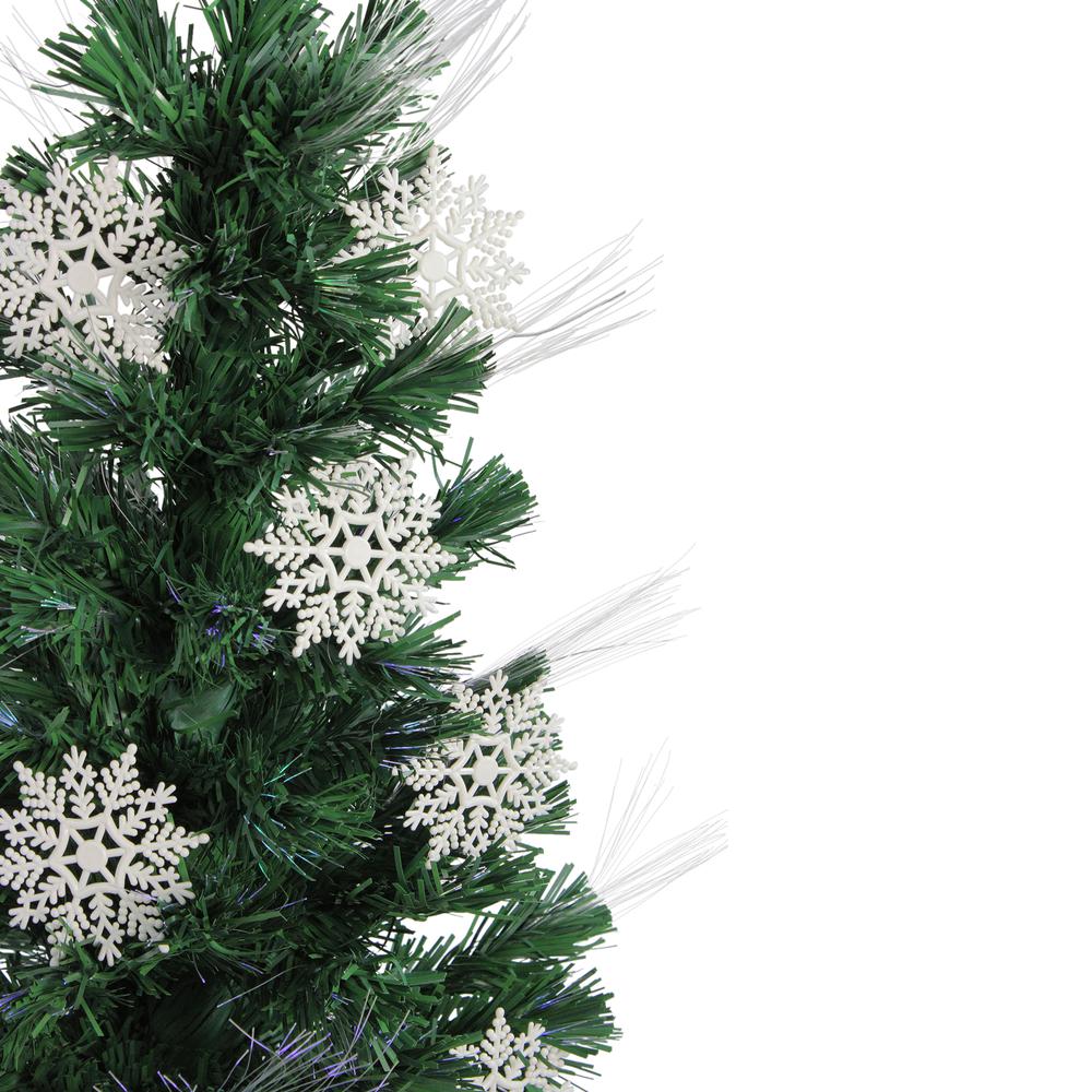 3' Pre-Lit Fiber Optic Artificial Christmas Tree with White Snowflakes - Multi-Color Lights. Picture 2