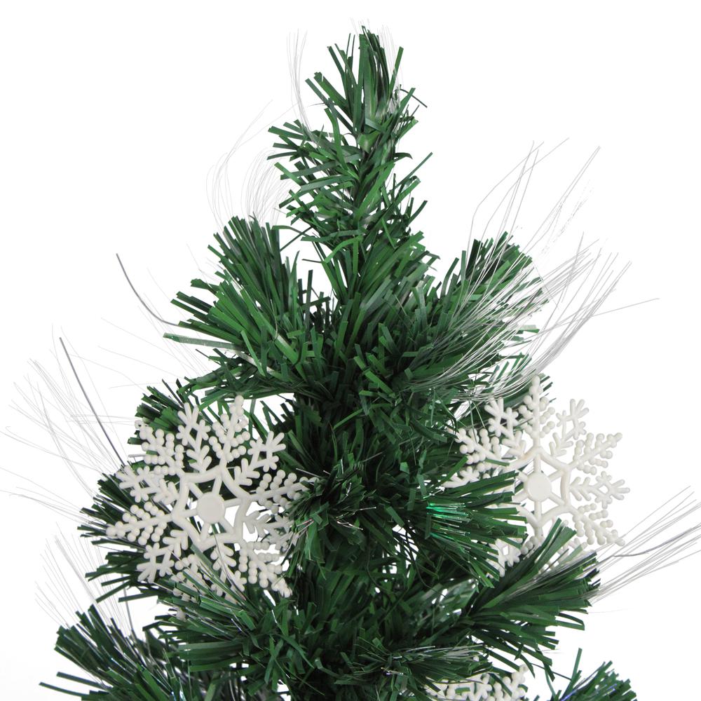 3' Pre-Lit Fiber Optic Artificial Christmas Tree with White Snowflakes - Multi-Color Lights. Picture 3