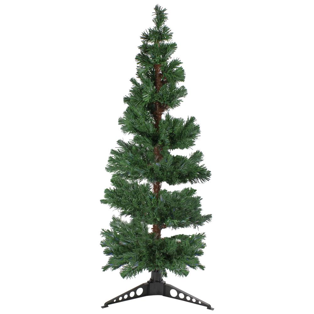 5' Pre-Lit Slim Pine Spiral Artificial Christmas Tree - Multicolor Fiber Optic Lights. Picture 1
