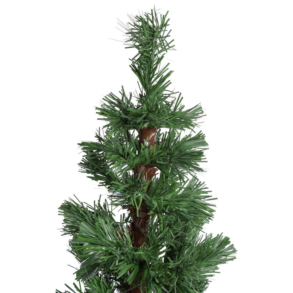 5' Pre-Lit Slim Pine Spiral Artificial Christmas Tree - Multicolor Fiber Optic Lights. Picture 3