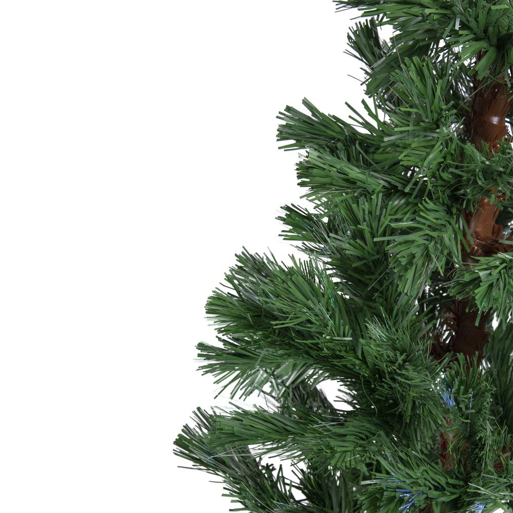 5' Pre-Lit Slim Pine Spiral Artificial Christmas Tree - Multicolor Fiber Optic Lights. Picture 4