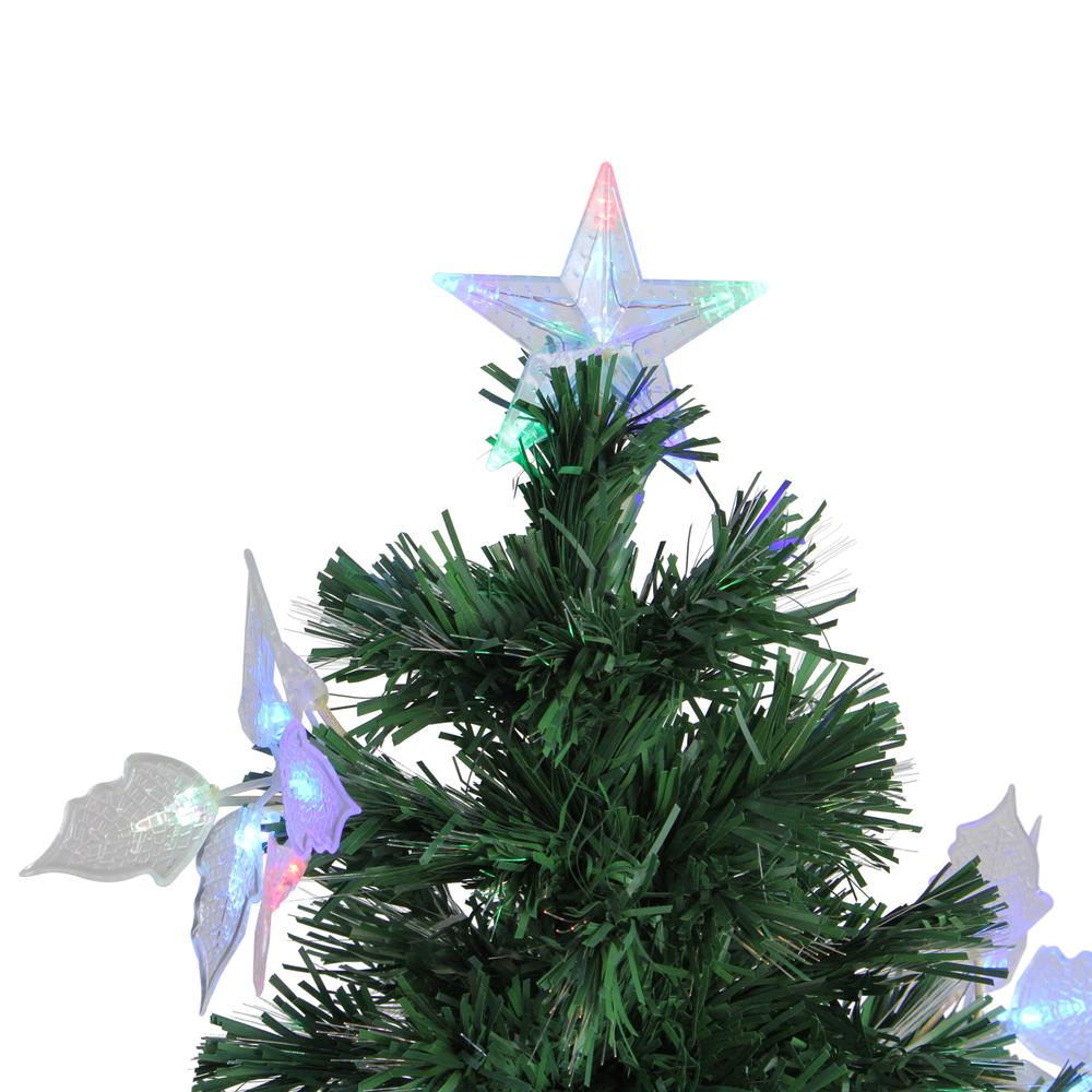3' Pre-Lit Medium Fiber Optic Floral Artificial Christmas Tree - Multi-Color Lights. Picture 3