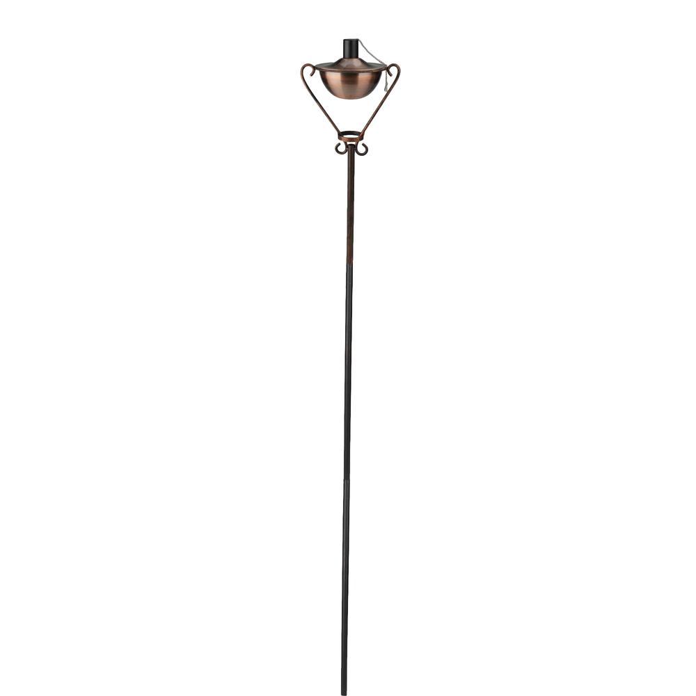 61" Brushed Copper Half Moon Oil Lamp Outdoor Patio Torch. Picture 1