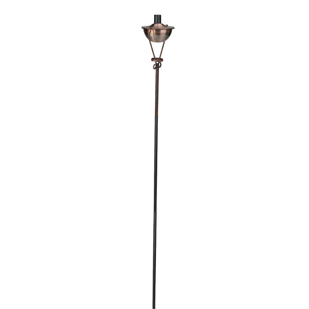 61" Brushed Copper Half Moon Oil Lamp Outdoor Patio Torch. Picture 3