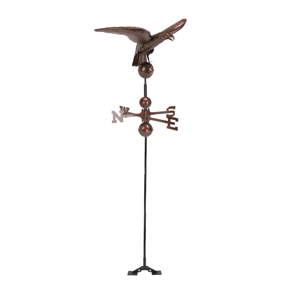 36" Chocolate Brown Polished Eagle Outdoor Garden Weathervane. Picture 1