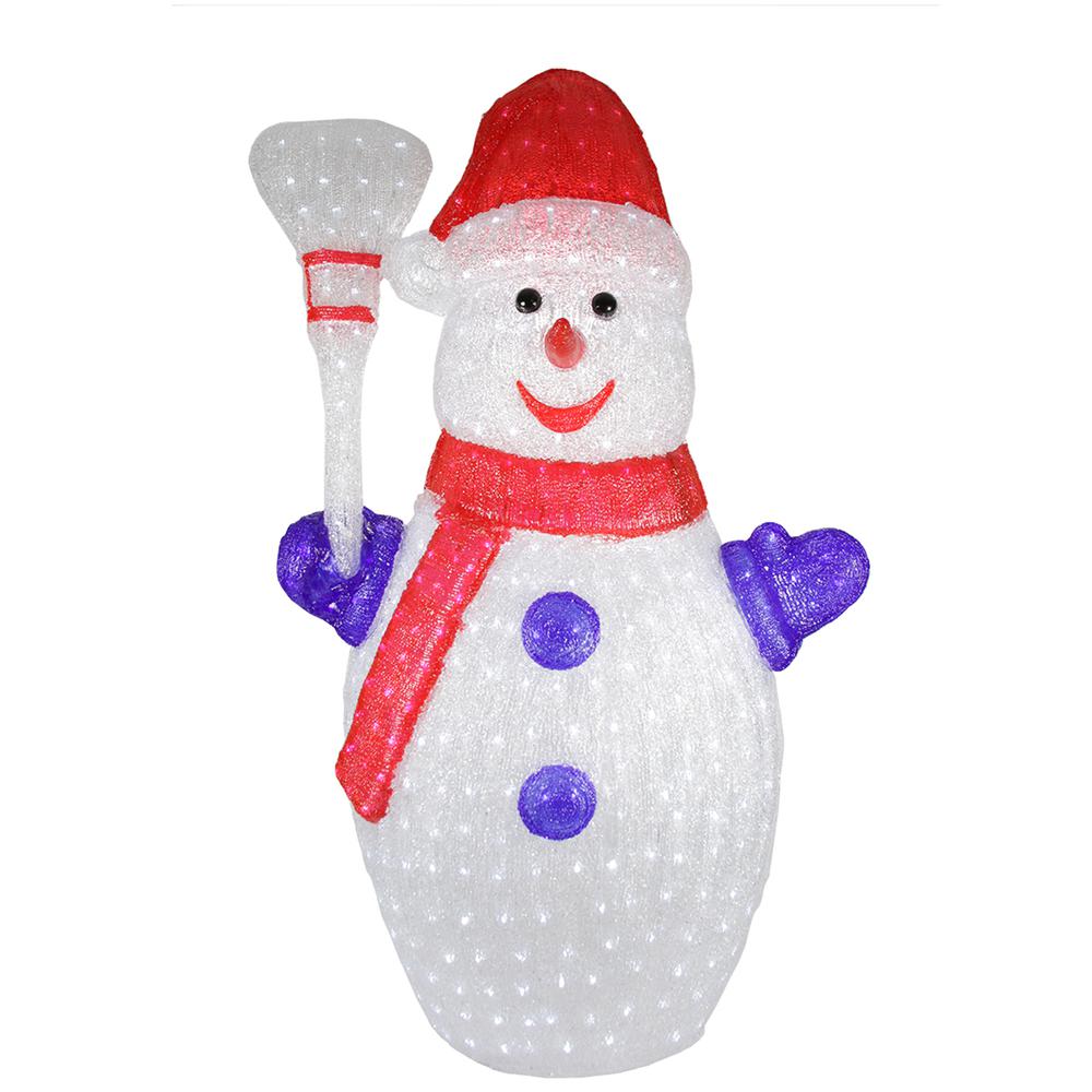 48" Red and White Pre-Lit Commercial Grade Snowman Christmas Outdoor Decor. Picture 1