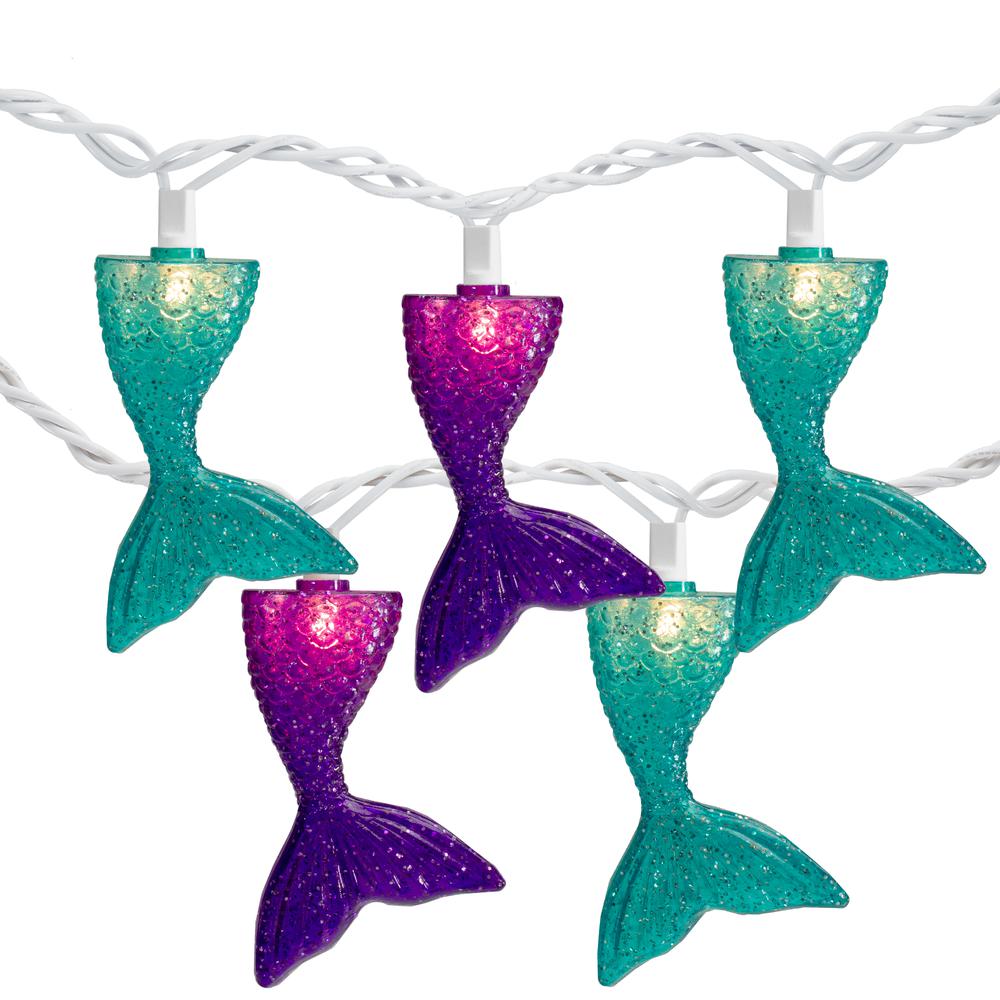 10-Count Purple and Blue Mermaid Tail Patio Light Set  6 ft White Wire. Picture 2