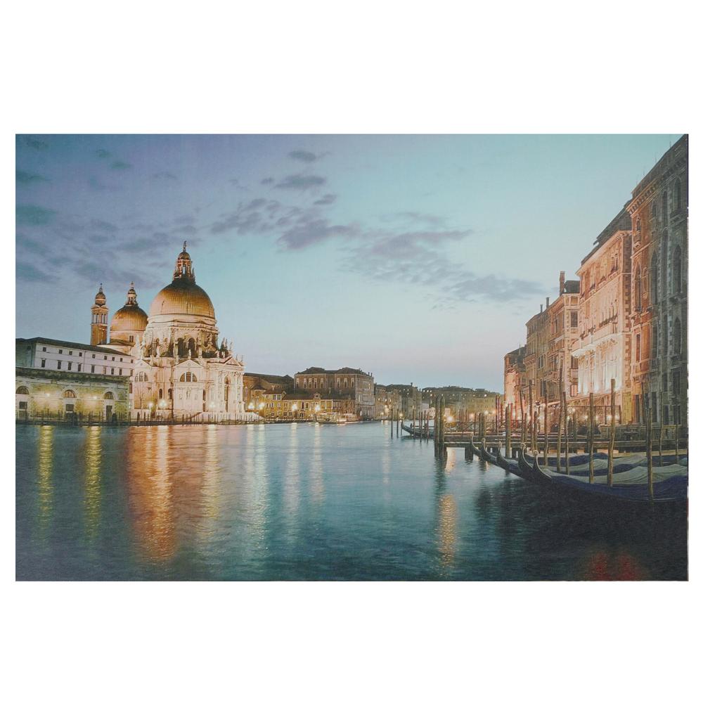 23.5" LED Venice City Italy Sunset Scene Canvas Wall Art. Picture 1