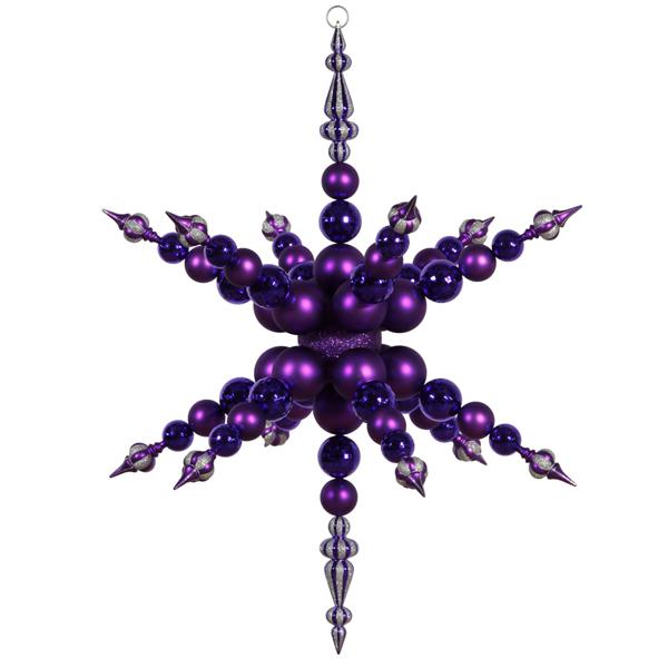43" Purple Commercial Shatterproof 3D Snowflake Christmas Ornament. Picture 1