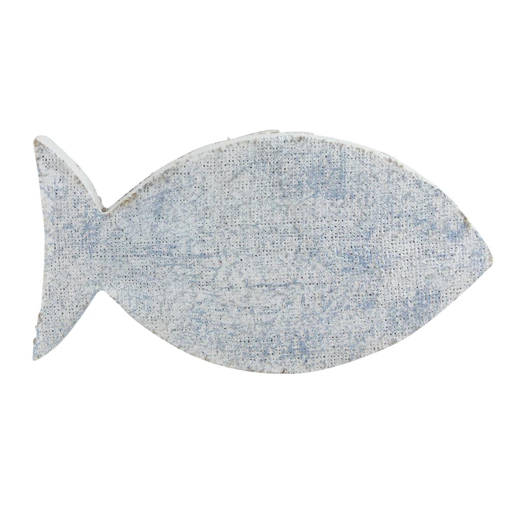 10.6" Cape Cod Inspired Table Top White and Blue Fish Decoration. Picture 1