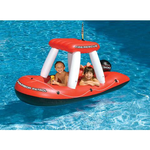 Inflatable Red and White Fire Boat Ride-On Water Squirter Pool Toy 60-Inch. Picture 4
