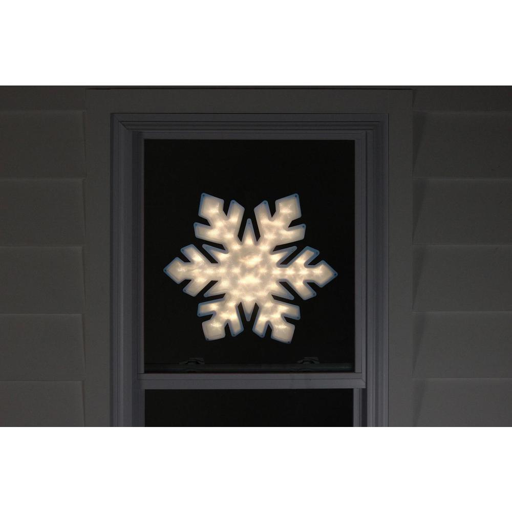 20" Lighted Snowflake Christmas Window Silhouette Decoration. Picture 1