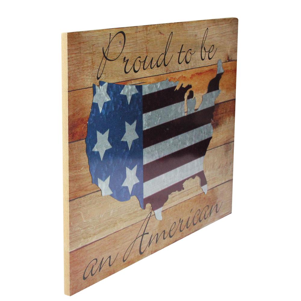 Stars and Stripes â€œProud to be an American" Wooden USA Map Decorative Wall Art 15.75" x 12". Picture 2