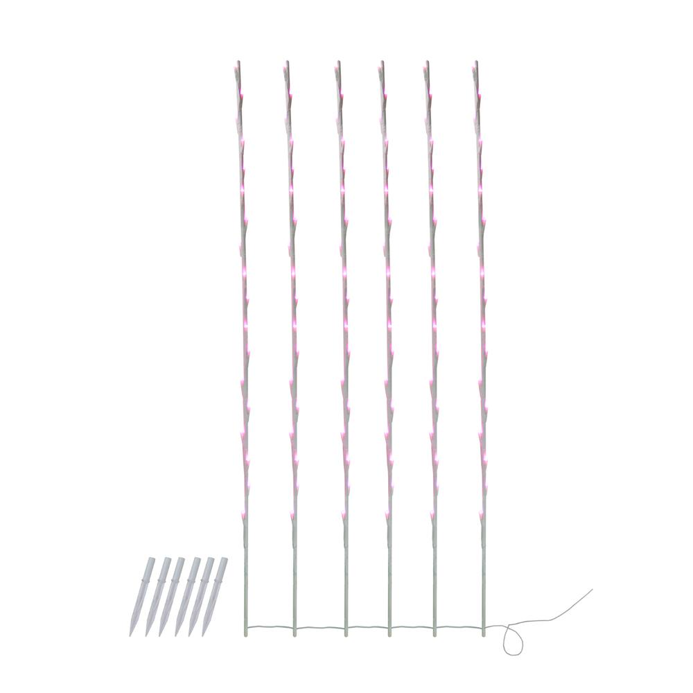 108 Pink Pre-Lit LED Branch Patio Outdoor Garden Novelty Christmas Light Stakes - 8.5 ft White Wire. Picture 1