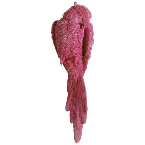15" Pink Glittered Cockatoo Bird with Closed Feathers Christmas Ornament. Picture 1