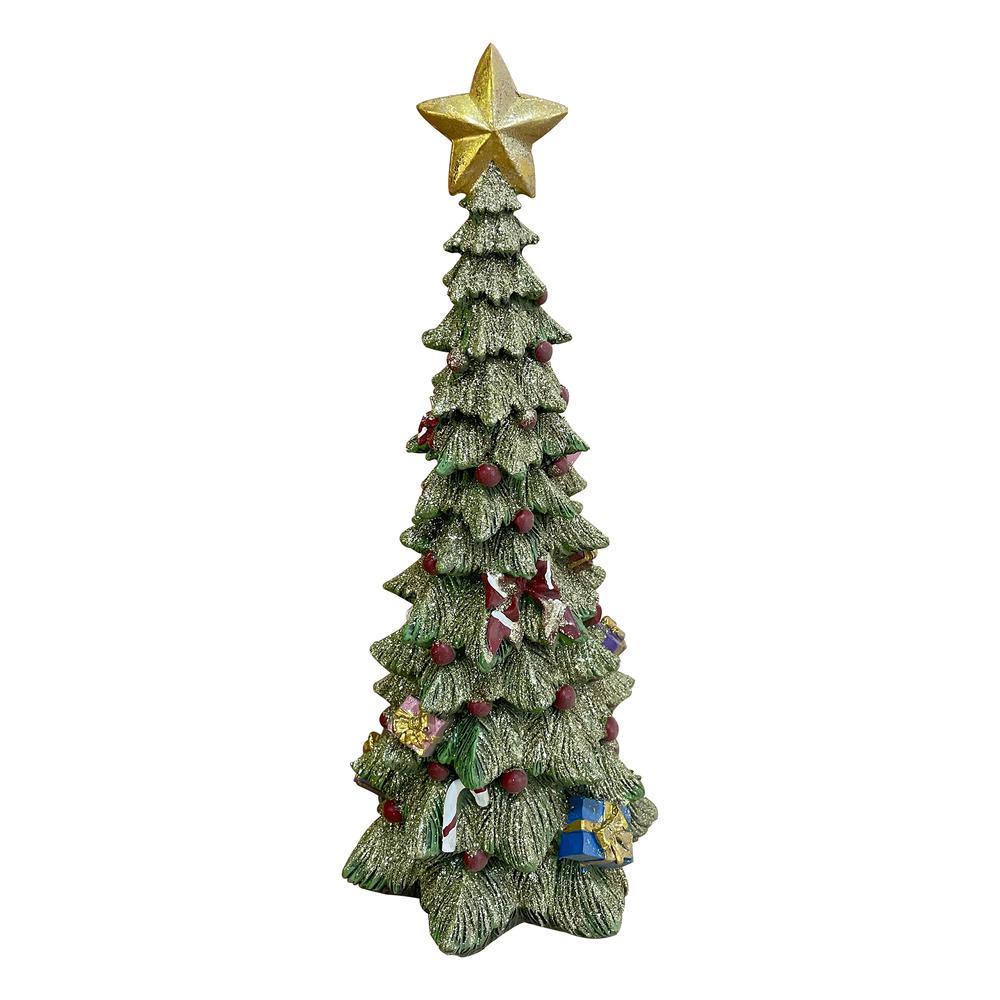 6.75" Glittered Christmas Tree With a Star Tabletop Decoration. Picture 1