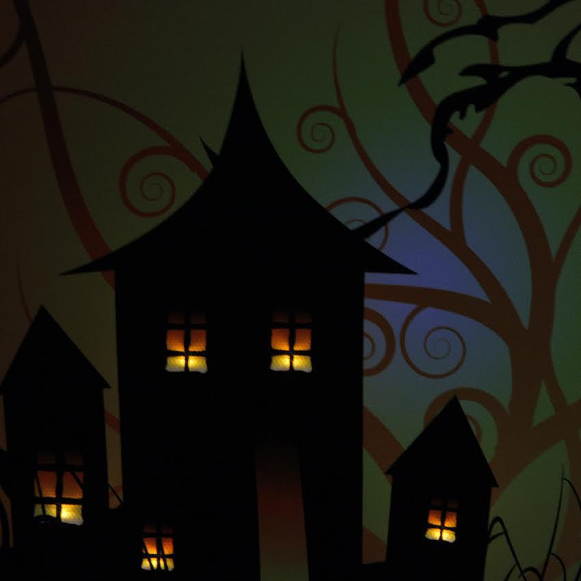 LED Lighted Spooky House Halloween Canvas Wall Art 19.75" x 19.75". Picture 3