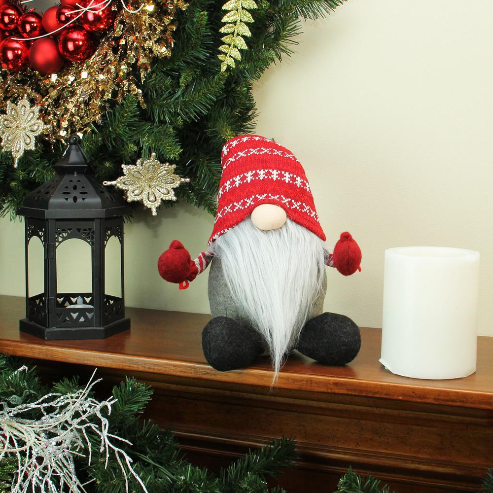 22" Red and Gray Nordic Gnome Christmas Figure. Picture 3