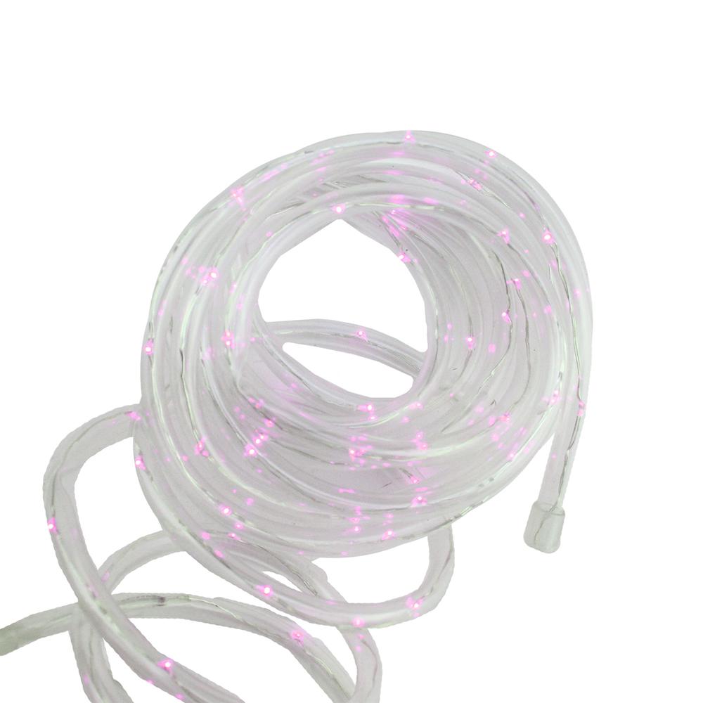 12' Solar Powered Multi-Function Pink LED Indoor/Outdoor Christmas Rope Lights with Ground Stake. Picture 1